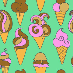 Vector Ice-cream seamless background