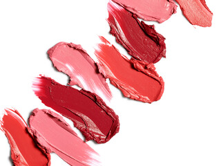 Fototapeta Set of lipstick swatches strokes isolated on white background obraz
