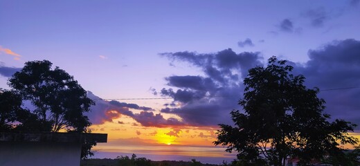 beautiful sunset view from the mountains