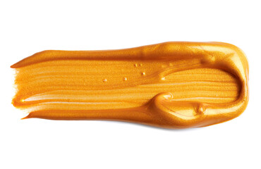 Golden paint smear isolated on white background