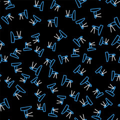 Line Lighthouse icon isolated seamless pattern on black background. Vector