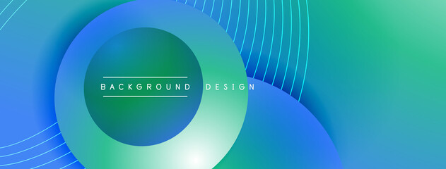 Gradient circles with shadows. Vector techno abstract background. Modern overlapping forms wallpaper background, design template