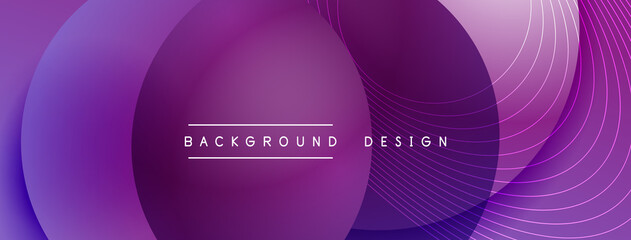 Gradient circles with shadows. Vector techno abstract background. Modern overlapping forms wallpaper background, design template