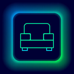 Glowing neon line Armchair icon isolated on black background. Colorful outline concept. Vector