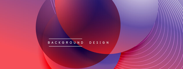 Gradient circles with shadows. Vector techno abstract background. Modern overlapping forms wallpaper background, design template