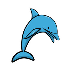 Line art vector illustration of a dolphin