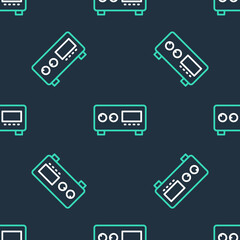 Line Guitar amplifier icon isolated seamless pattern on black background. Musical instrument. Vector