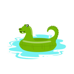 cute funny crocodile inflatable float isolated vector illustration