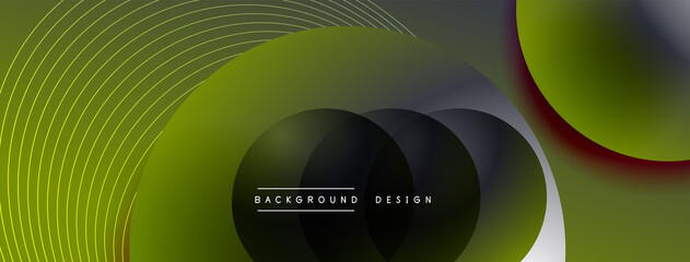 Gradient circles with shadows. Vector techno abstract background. Modern overlapping forms wallpaper background, design template