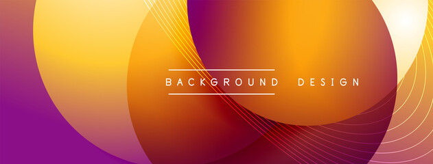 Gradient circles with shadows. Vector techno abstract background. Modern overlapping forms wallpaper background, design template