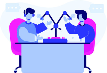 Podcast with my friend in flat design