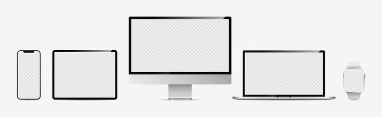 Set of device screen mockups. Vector illustration elements. - obrazy, fototapety, plakaty