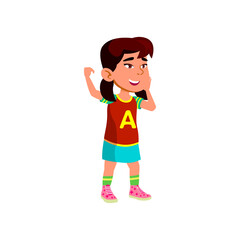happy small girl shouting and support basketball sport team cartoon vector. happy small girl shouting and support basketball sport team character. isolated flat cartoon illustration