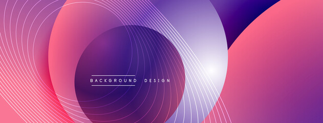 Gradient circles with shadows. Vector techno abstract background. Modern overlapping forms wallpaper background, design template