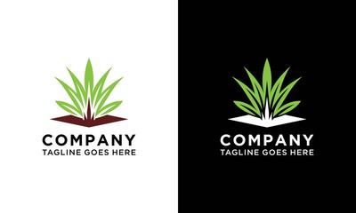 Lawn and grass logo Design Vector Illustration