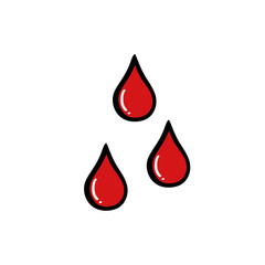 Fototapeta premium Blood drop doodle logo icon sign Donation donor concept symbol emblem Hand drawn Cartoon children's style Medical design Fashion print clothes apparel greeting invitation card cover poster banner