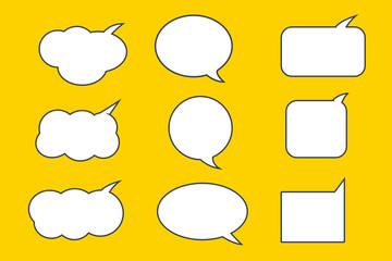 Callout text icons set on blue background, vector illustration.