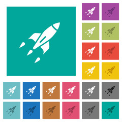 Rocket square flat multi colored icons