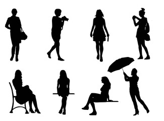 Vector silhouette shapes woman