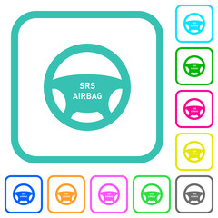 Steering wheel airbag vivid colored flat icons
