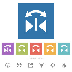 Horizontal flip flat white icons in square backgrounds