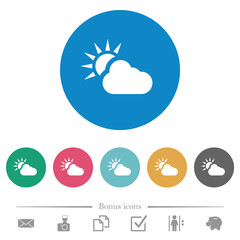 Cloudy weather flat round icons
