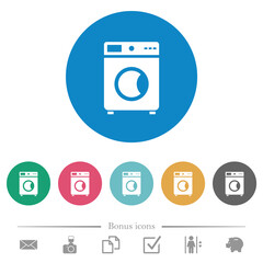 Washing machine flat round icons