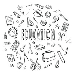 Education hand drawn set
