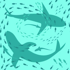 Seamless underwater background, with sea animals