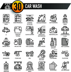 Fototapeta premium Car Wash, Thin Line, and Pixel Perfect Icons