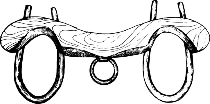 Hand drawn black and white cow yoke doodle illustration 