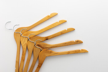 Empty clothes hangers isolated on a white background
