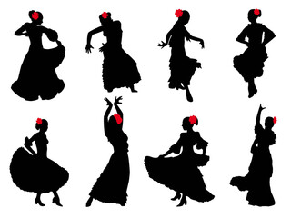 Vector silhouette flamenco dancer - obrazy, fototapety, plakaty
