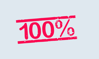 100% sign icon rubber stamp