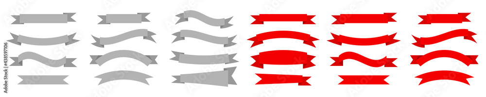 Aufkleber large vector set of red and gray ribbons for your design. ribbons of different shapes on an isolated