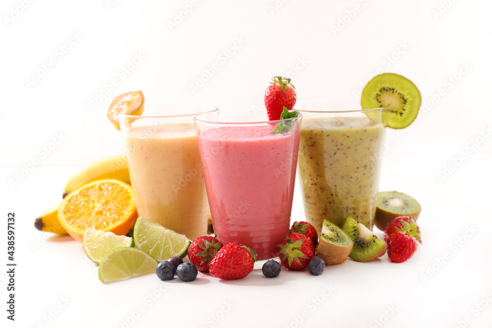 Canvas Prints glasses of fresh smoothie on white background