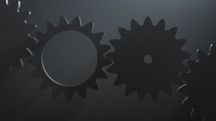 Gear transmission of torque. Illustration on the theme of mechanics.