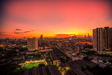 abstract background view of the colorful twilight sky.In the evening, the colorful changes (pink,...
