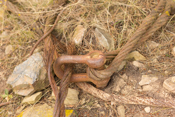 Fototapeta premium Ancient iron remains in the mountains
