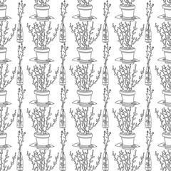 Flowers in a pot seamless pattern