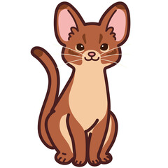 Simple and adorable illustration of Abyssinian cat sitting in front view outlined
