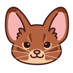 Simple and adorable illustration of Abyssinian cat front head outlined