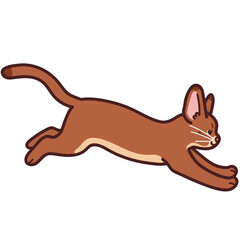 Simple and adorable illustration of Abyssinian cat running in side view outlined