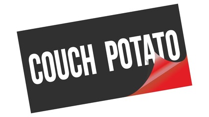 COUCH  POTATO text on black red sticker stamp.