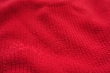 Closeup of bright red ribbed polyamide fabric