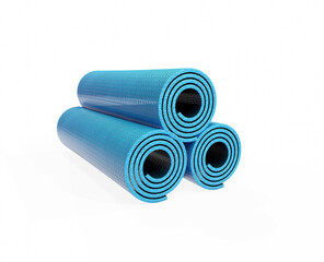 3d rendering of a half rolled yoga mat isolated on white background. Fitness and health. Exercise equipment. Yoga and pilates.