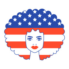 
The 4th July, Patriotic illustration, afro American woman,Happy Independence day
