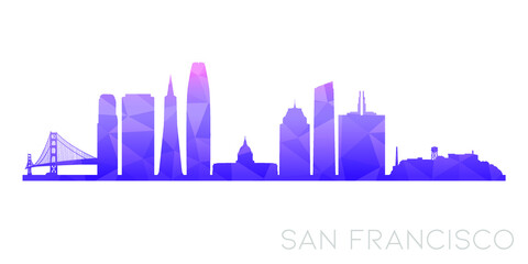San Francisco, CA, USA Low Poly Skyline Clip Art City Design. Geometric Polygon Graphic Horizon Icon. Vector Illustration Symbol.