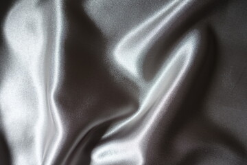 Rumpled simple glossy gray polyester satin fabric
