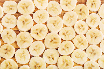 close up of a pile of sliced banana